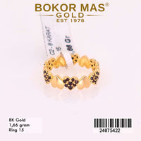 Cincin Emas Variasi Hati Batu Hitam  - 24075422 - 8K