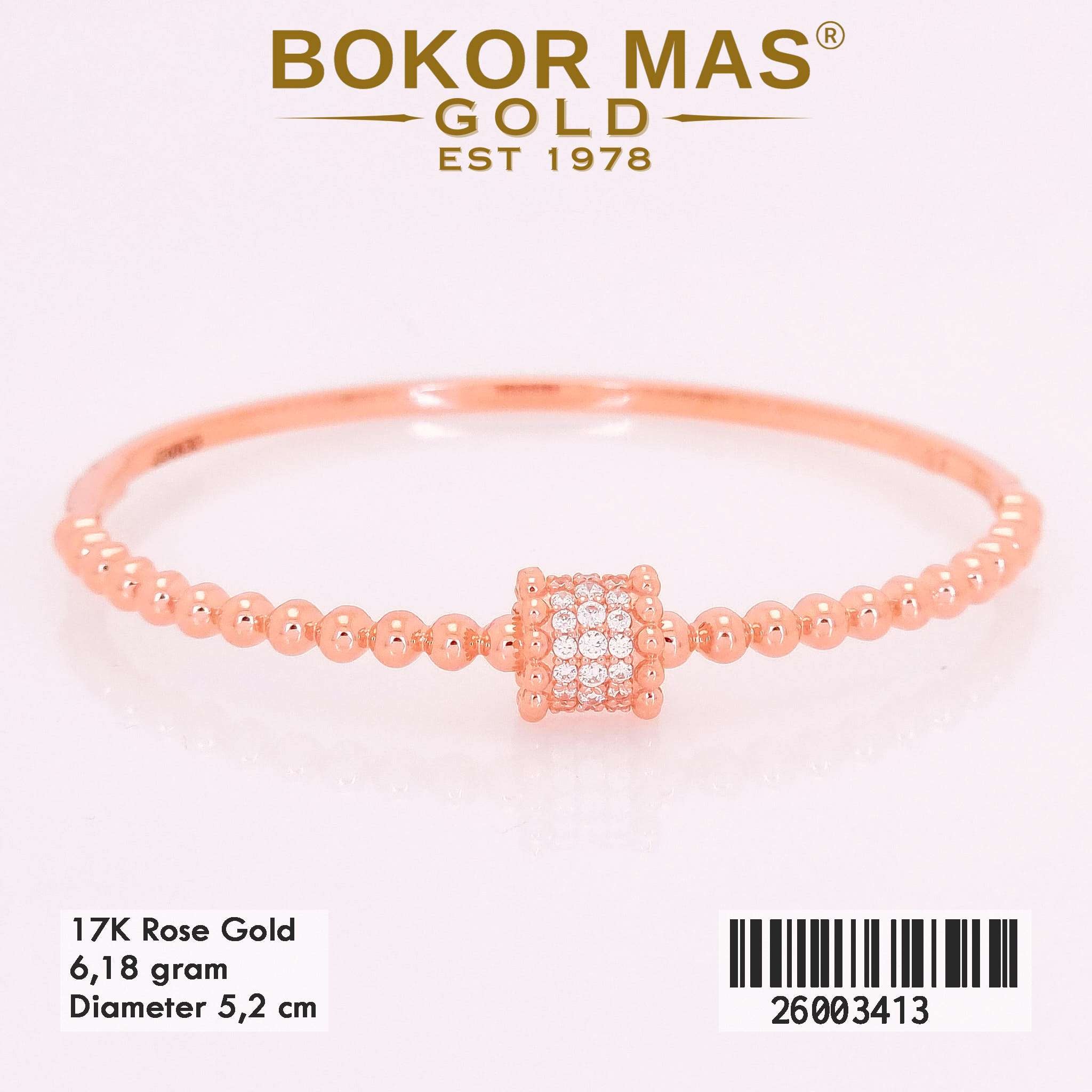 Foto Gelang Emas Asli Gelang Kaku Variasi 17K - Perhiasan Asli Bokormas Gold
