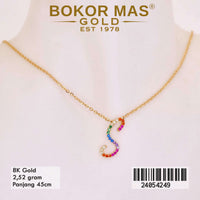 Kalung Emas  Huruf S Variasi Permata - 24054249 - 8K