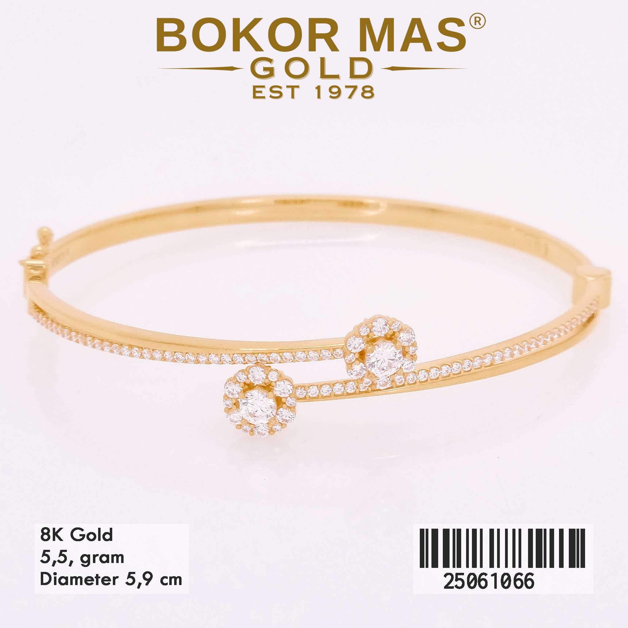 Gelang Emas Kaku Variasi Permata - 25061066 - 8K