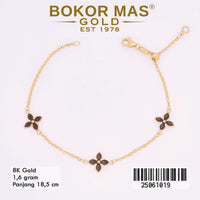 Gelang Emas Rantai Variasi Bunga Hitam - 25061019 - 8K