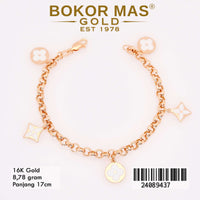 Gelang Emas Rantai Hoollotifani Variasi Bunga List Putih - 24089437 - 16K