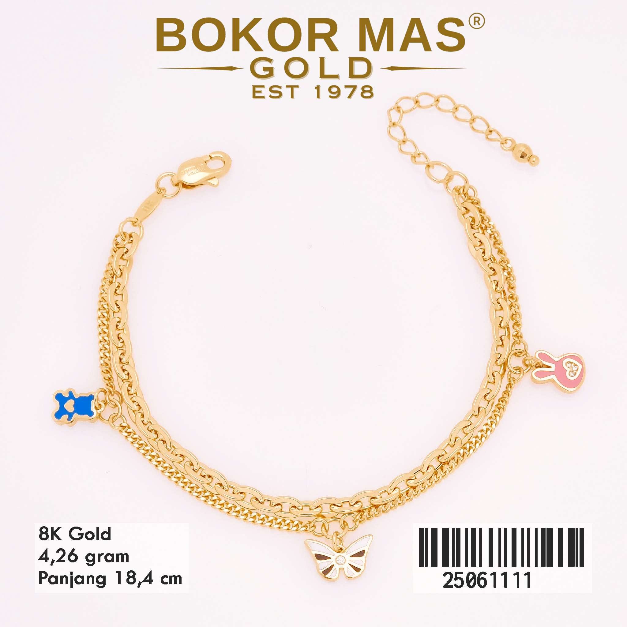 Gelang Emas Rantai Variasi Dua Layer Mainan - 25061111 - 8K