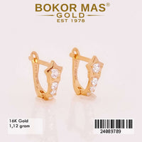 Anting  Emas Klip Variasi Permata - 24089789 - 16K
