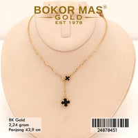 Kalung Emas Variasi Clover Hitam - 24070451 - 8K