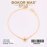 Gelang Emas Rantai Variasi Serut 3D Hati - 24089445 - 16K