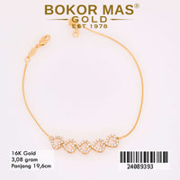 Gelang Emas Rantai Italy Santa Variasi Serut Love - 24089393 - 16K