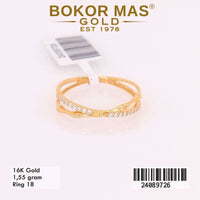 Cincin  Emas Variasi Silang Permata - 24089726 - 16K