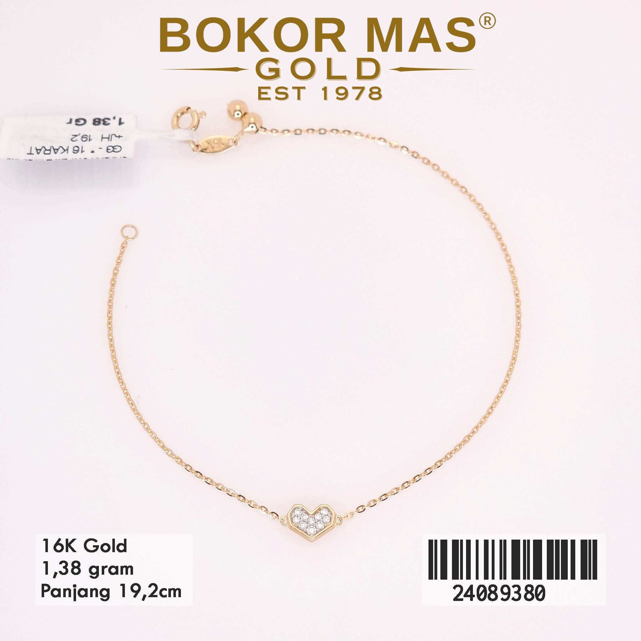 Gelang Rantai Love Variasi Permata  - 24089380 - 16K