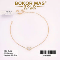 Gelang  Emas Rantai Love Variasi Permata  - 24089380 - 16K