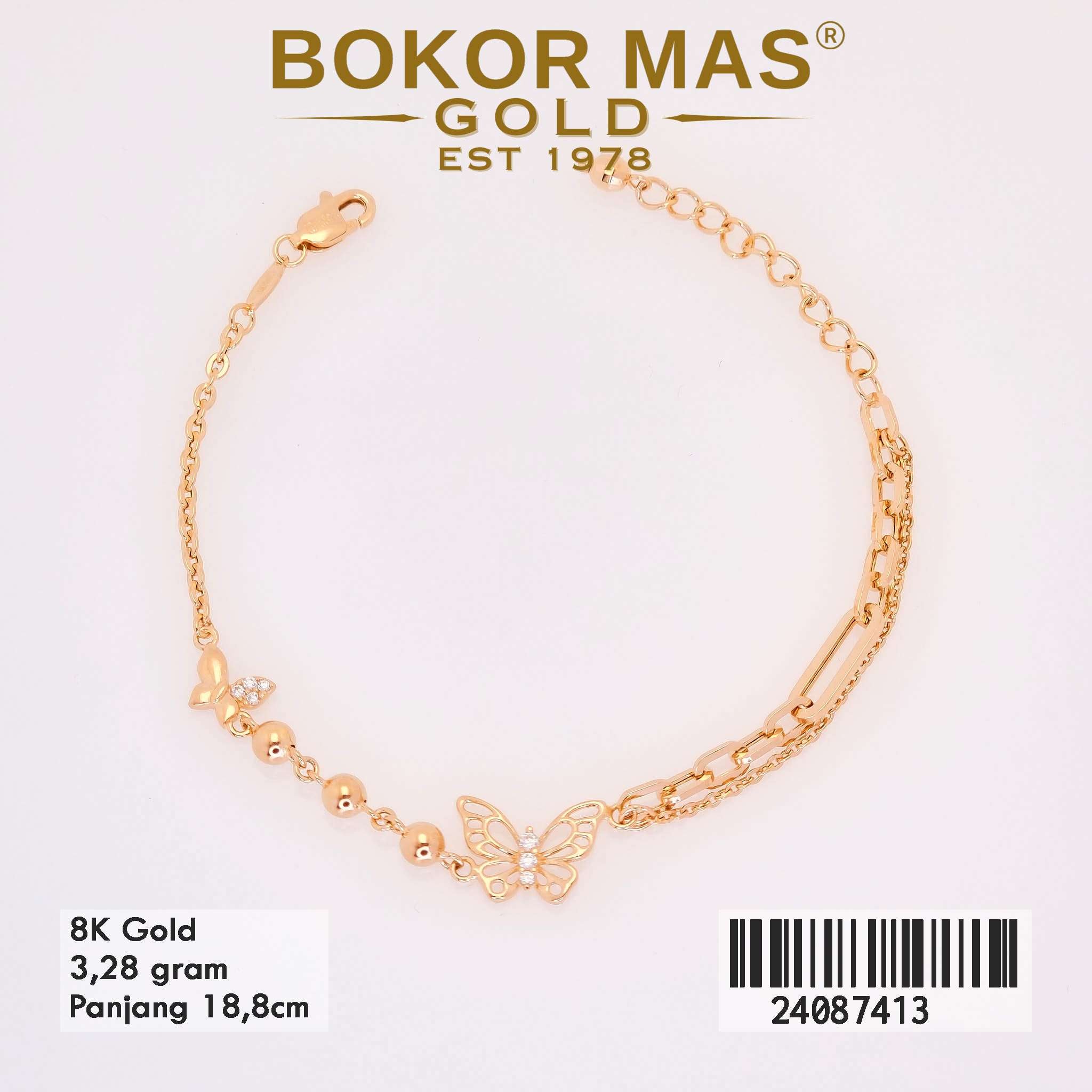 Gelang Rantai Variasi Kupu Boba - 24087413 - 8K