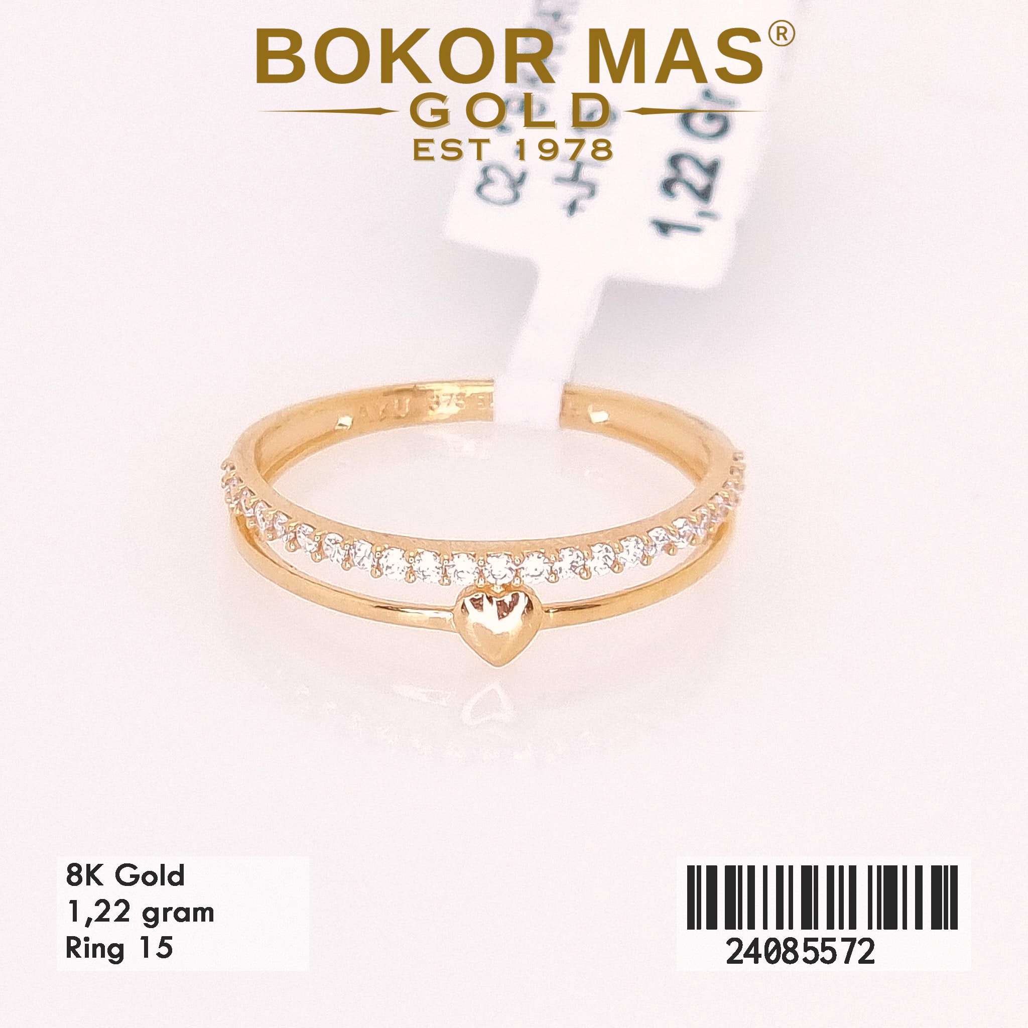 Cincin Variasi Dua Layer Hati Permata - 24085572 - 8K