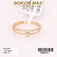 Cincin Emas Variasi Dua Layer Hati Permata - 24085572 - 8K