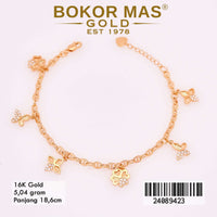 Gelang Emas Rantai Hermei Variasi Mainan Kupu - 24089423 - 16K