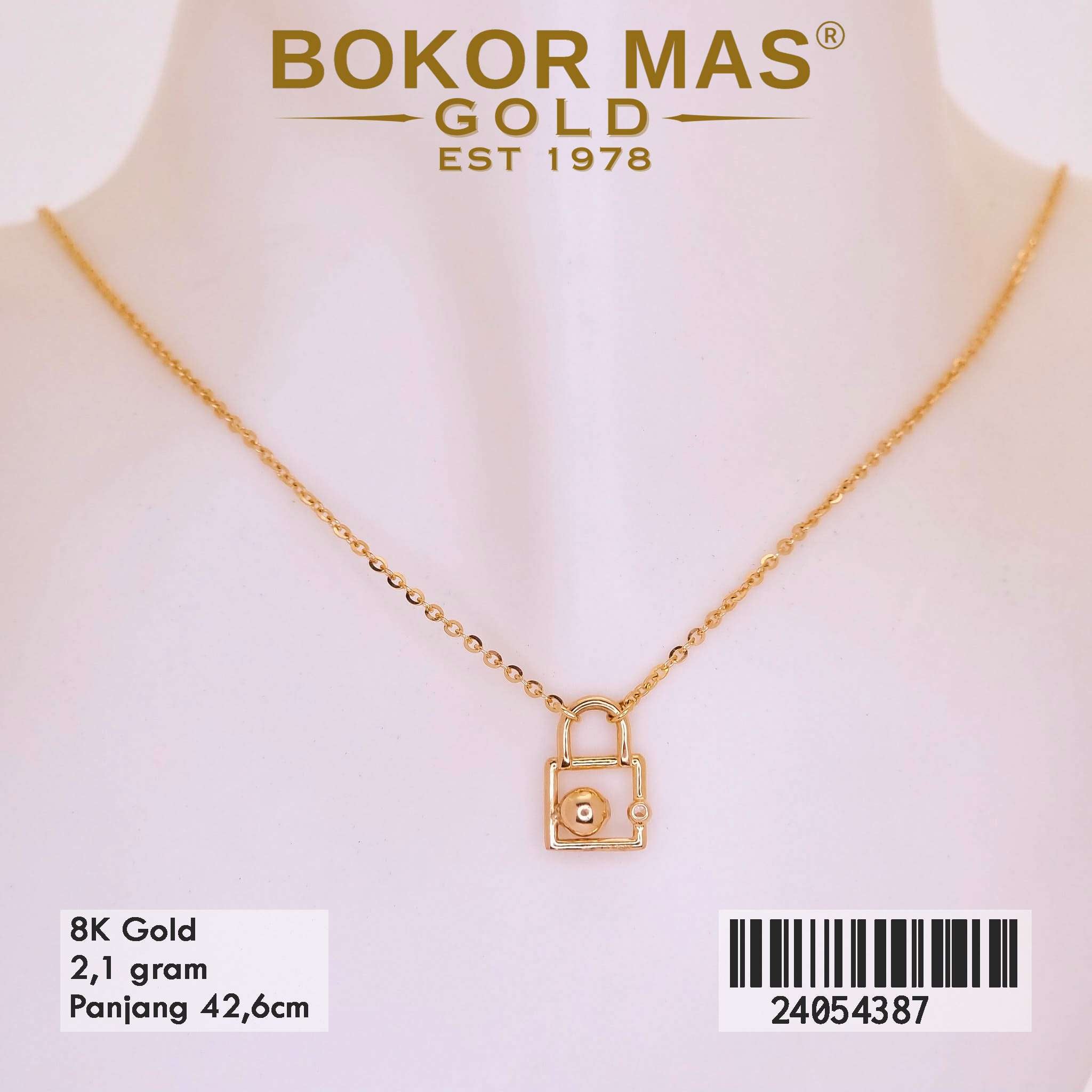 Kalung Variasi Gembok Tanpa Permata - 24054387 - 8K