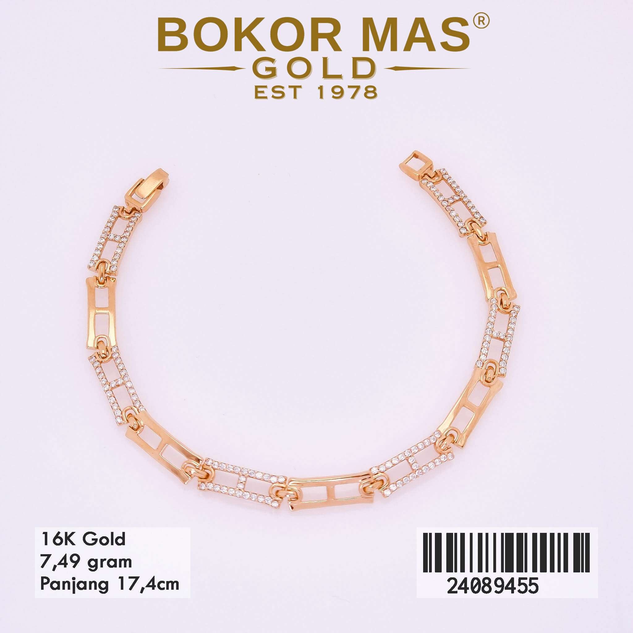 Gelang Rantai Rolex Variasi Stone - 24089455 - 16K