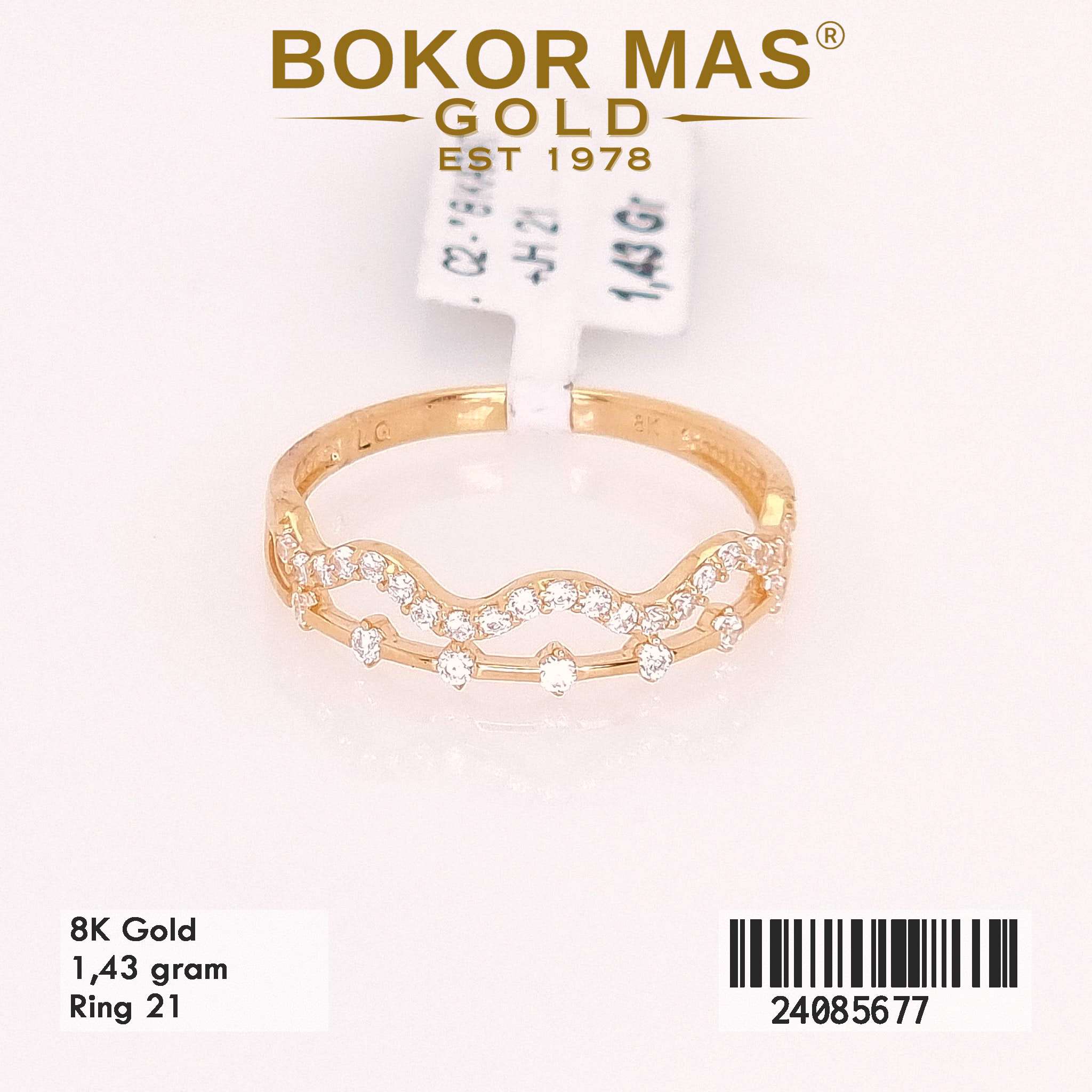Cincin Variasi Gelombang Permata - 24085677 - 8K