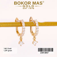 Anting Emas  Klip Variasi Permata Gantung - 23072067 - 16K