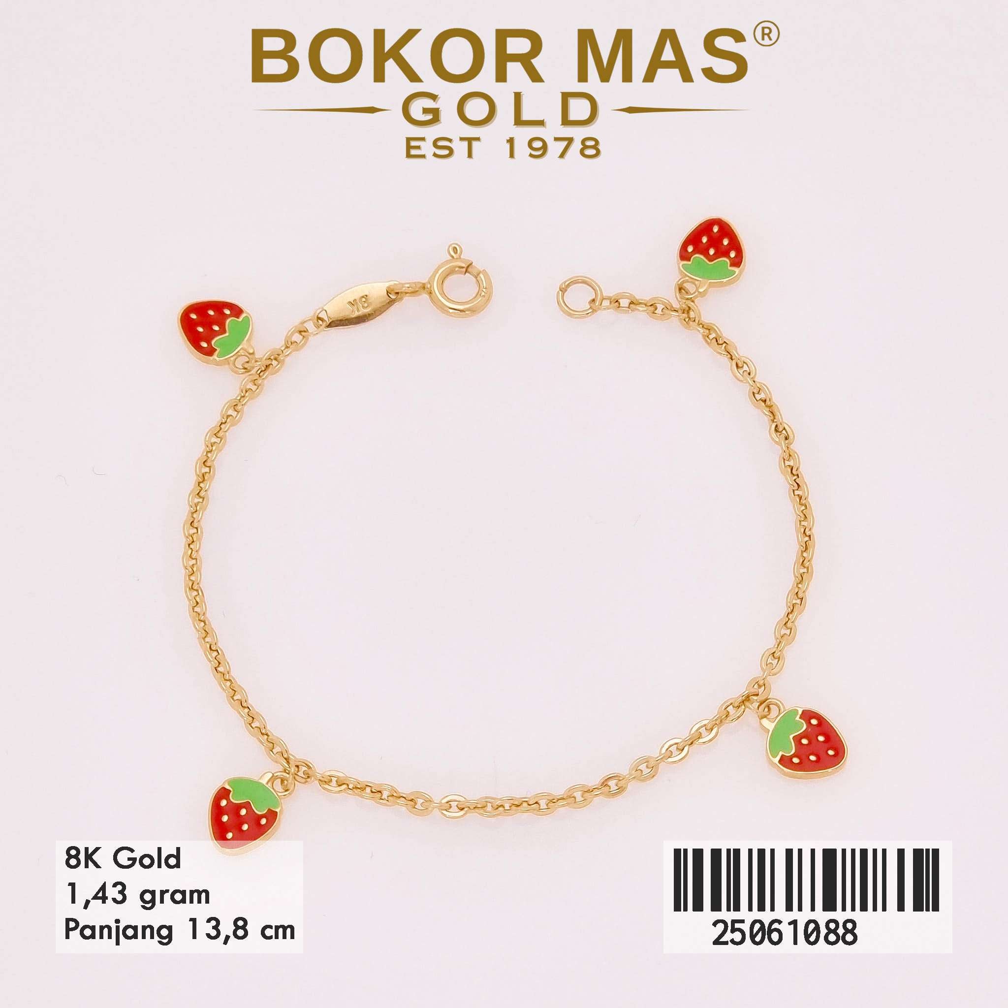 Gelang Emas Rantai Anak Variasi Boneka Strawberry - 25061088 - 8K