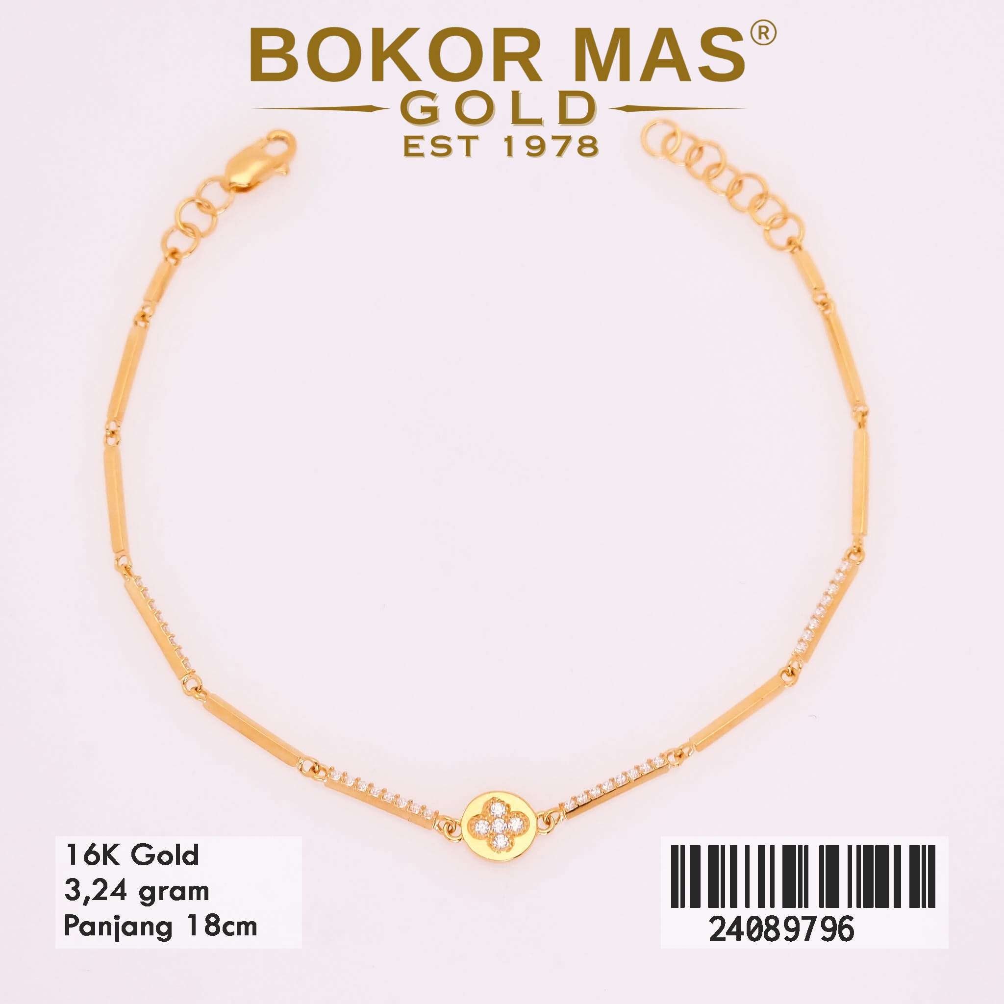 Gelang Rantai Variasi Bunga Permata - 24089796 - 16K