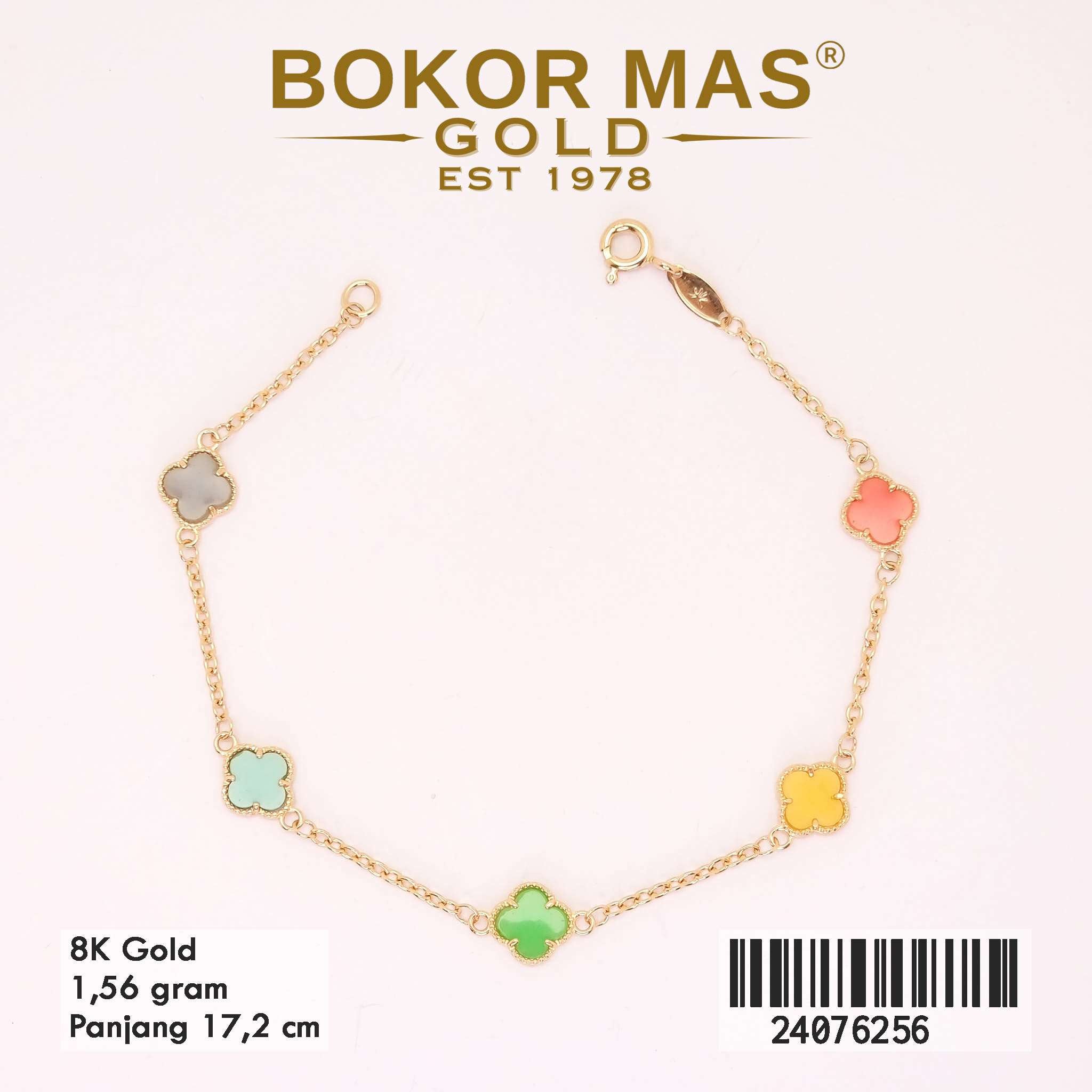 Gelang Tangan Rantai Variasi Clover Rainbow - 24076256 - 8K