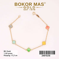 Gelang  Emas Rantai Variasi Clover Rainbow - 24076256 - 8K
