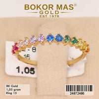 Cincin Emas Variasi Listring Permata Rainbow - 24072406 - 8K