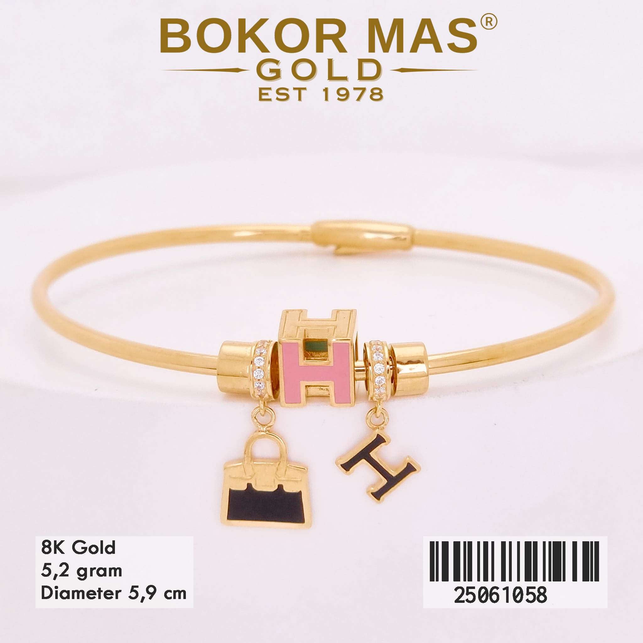 Gelang Emas Kaku Variasi Pandora Tas Permata - 25061058 - 8K