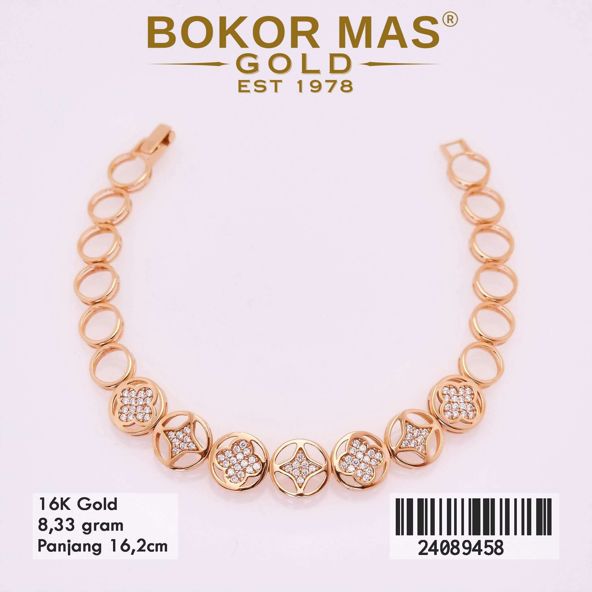 Gelang Rantai Rolex Variasi Permata - 24089458 - 16K