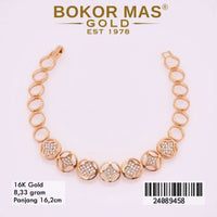 Gelang Emas Rantai Rolex Variasi Permata - 24089458 - 16K