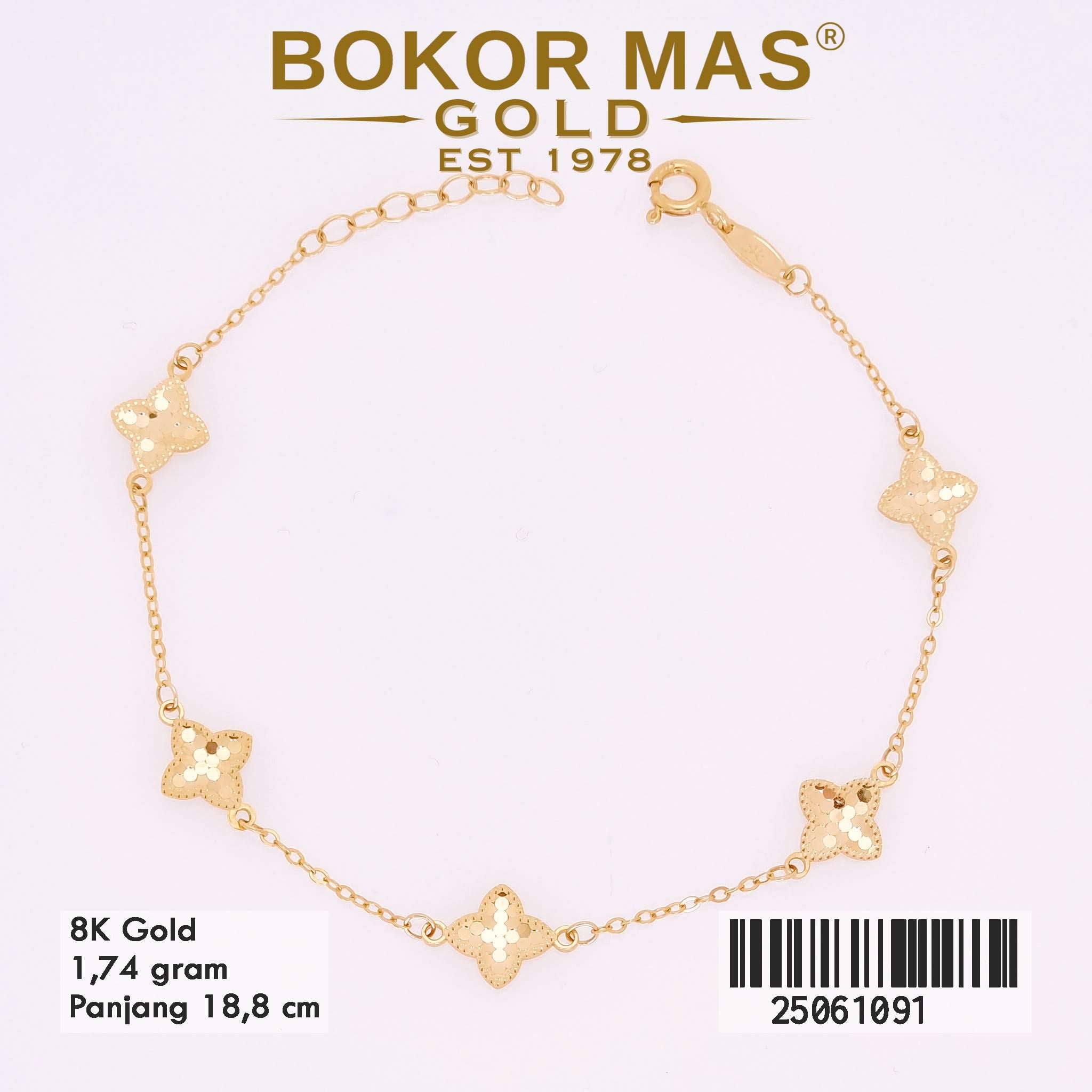 Gelang Emas Rantai Variasi Bintang - 25061091 - 8K