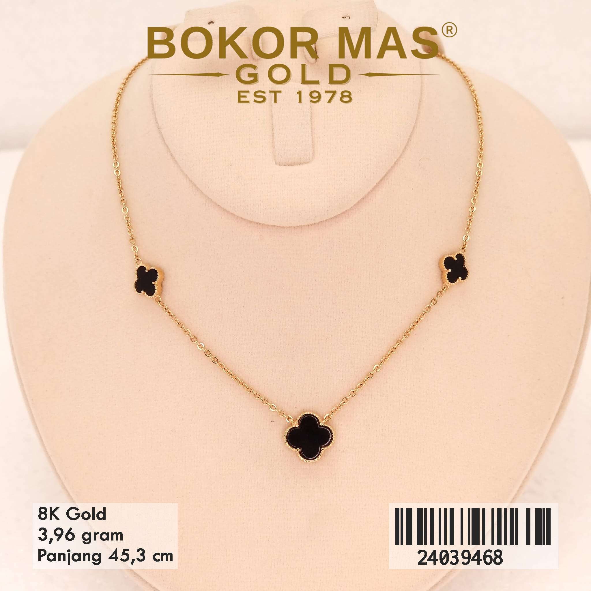 Kalung siyem Variasi Tiga Clover Hitam - 24039468 - 8K