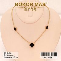 Kalung Emas siyem Variasi Tiga Clover Hitam - 24039468 - 8K