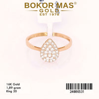 Cincin  Emas Tetes Air Variasi Permata - 24086531 - 16K