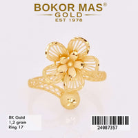 Cincin  Emas Variasi Bunga Terawangan - 24087357 - 8K