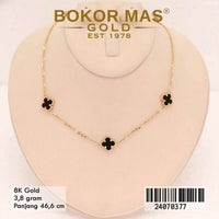 Kalung Emas Siyem Variasi Tiga Clover Hitam - 24070377 - 8K