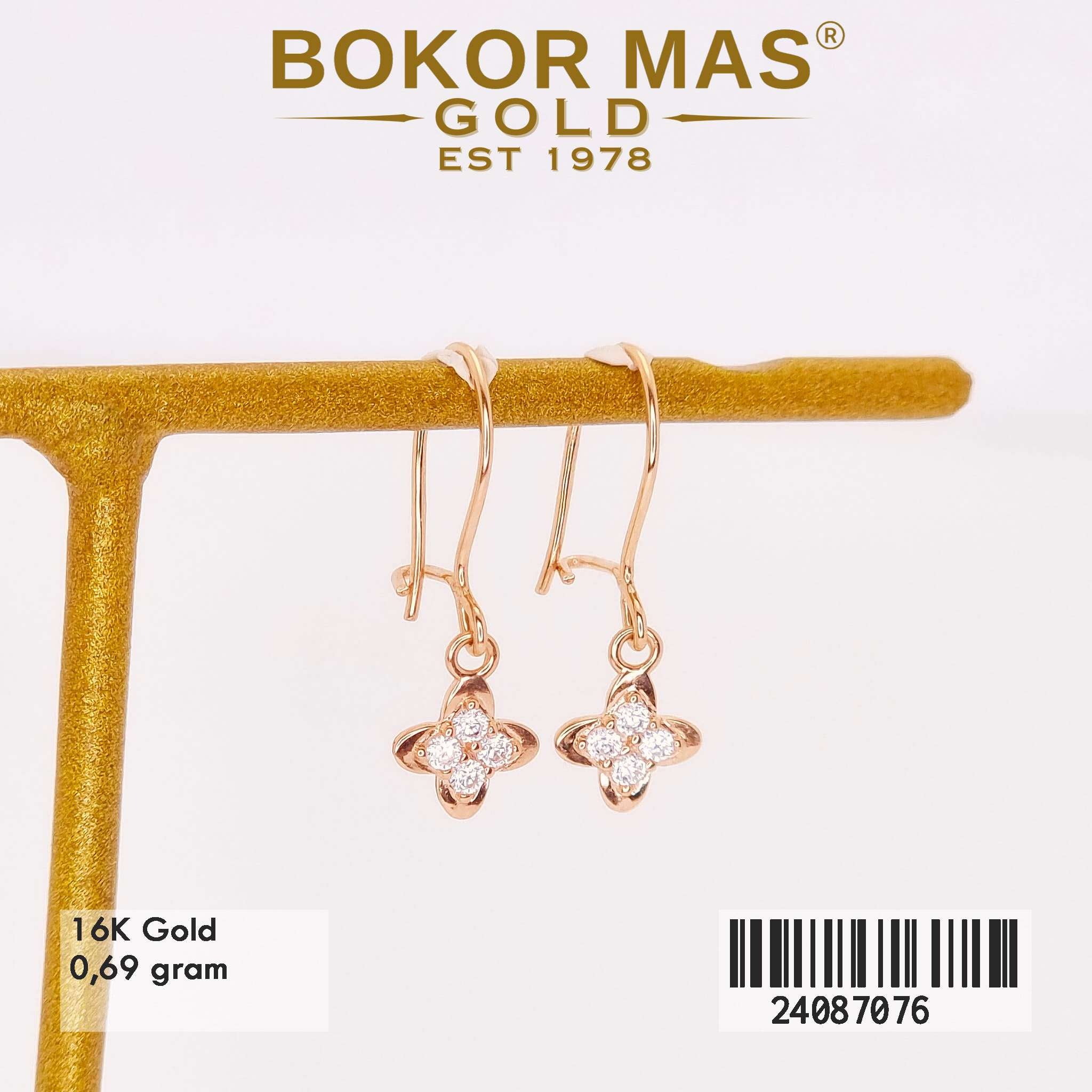 Anting Desi Bunga Kamboja Variasi Permata Putih  - 24087076 - 16K