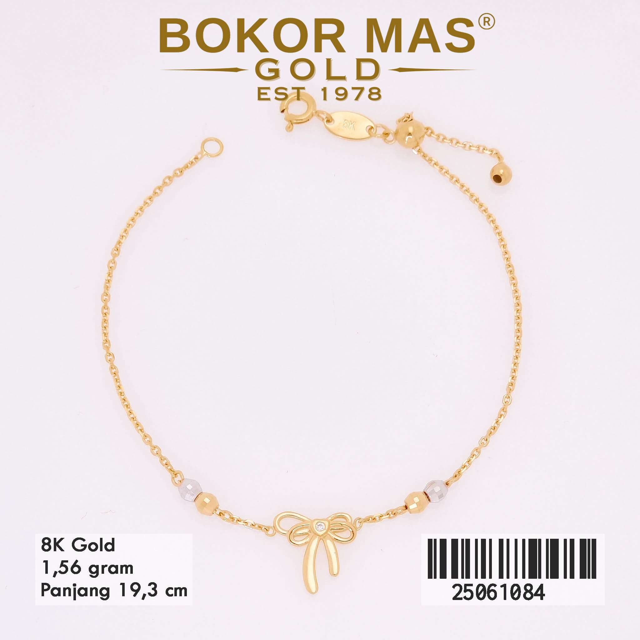 Gelang Emas Rantai Serut Variasi Pita Permata - 25061084 - 8K