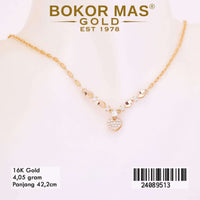 Kalung Emas Variasi Model Bulat Permata - 24089513 - 16K
