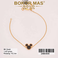 Gelang Emas  Rantai Siyem Variasi Serut Micky Hitam -  24064494 - 8k