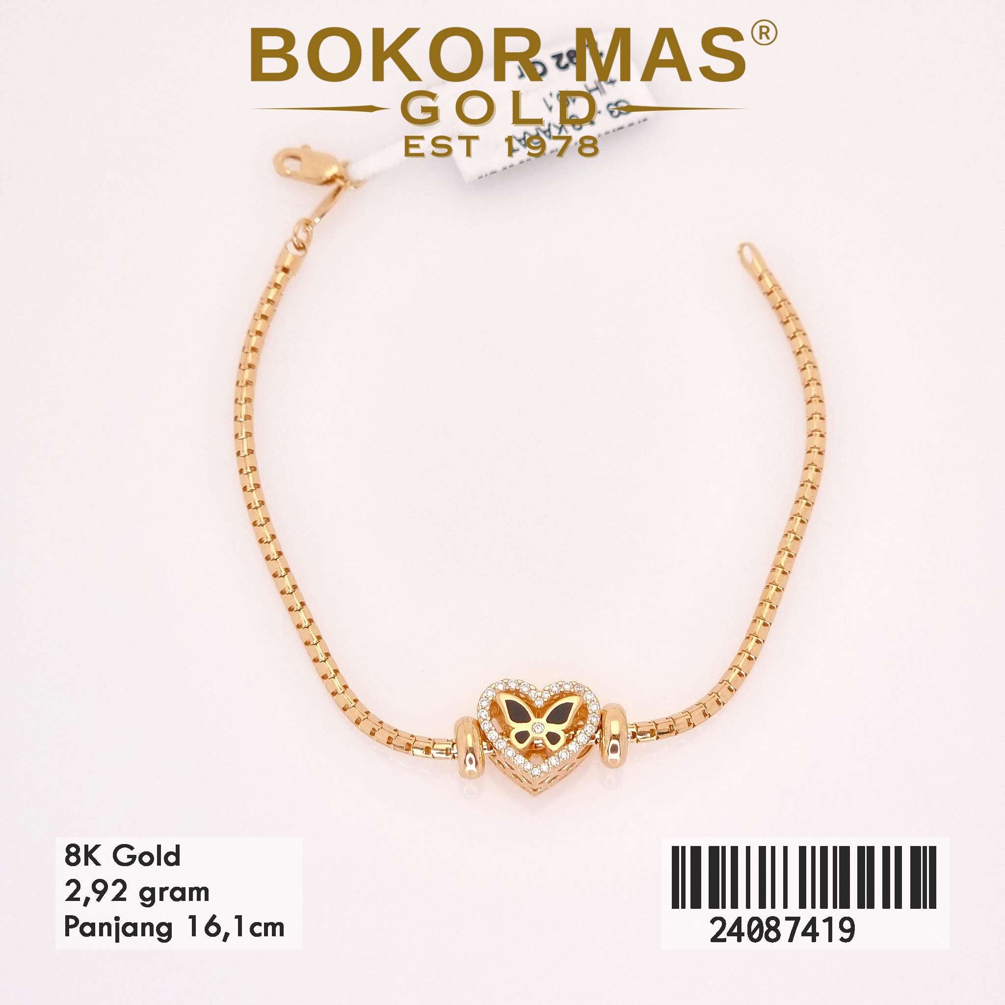 Gelang Rantai Variasi Milano Ice Kupu - 24087419 - 8K