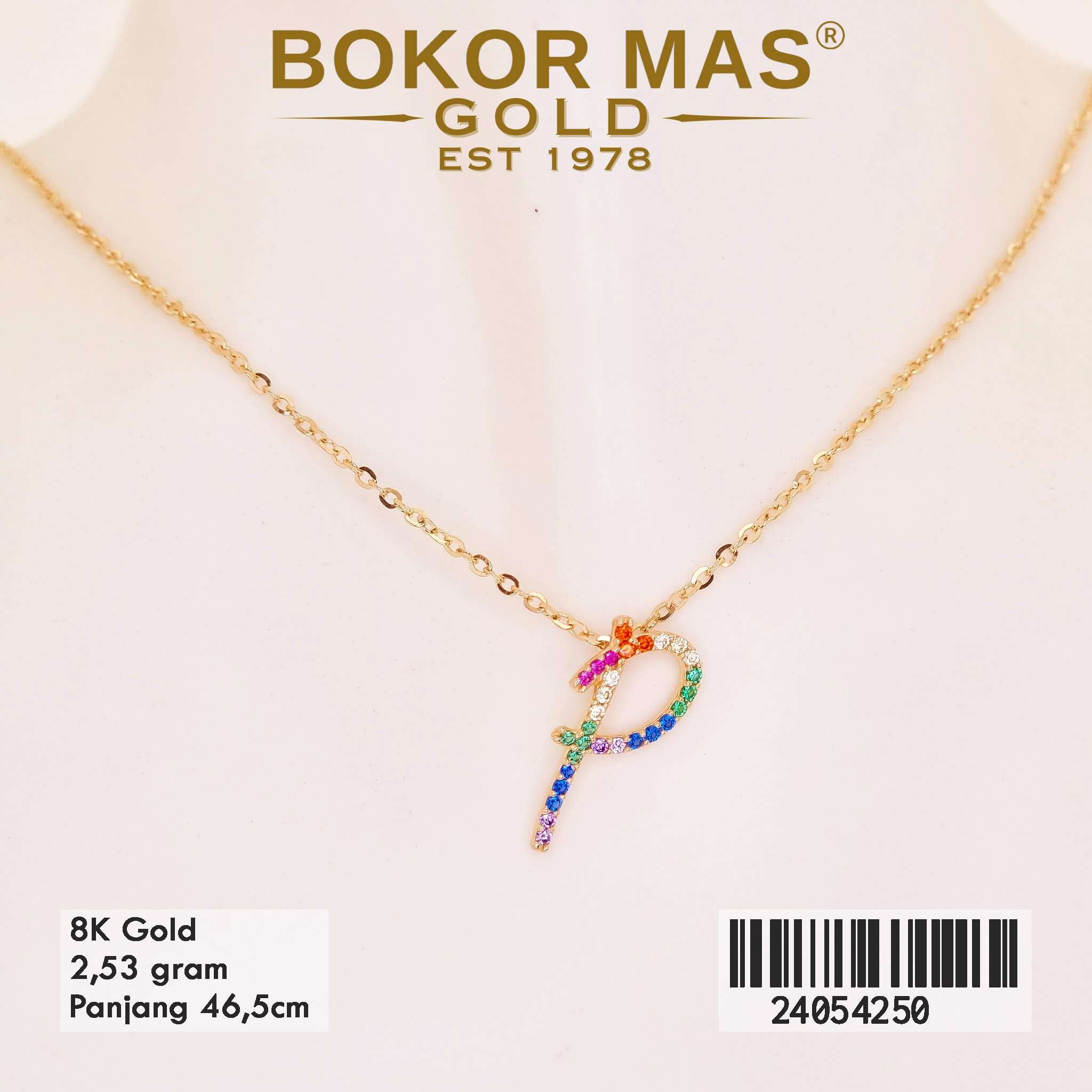 Kalung Huruf P Variasi Permata - 24054250 - 8K