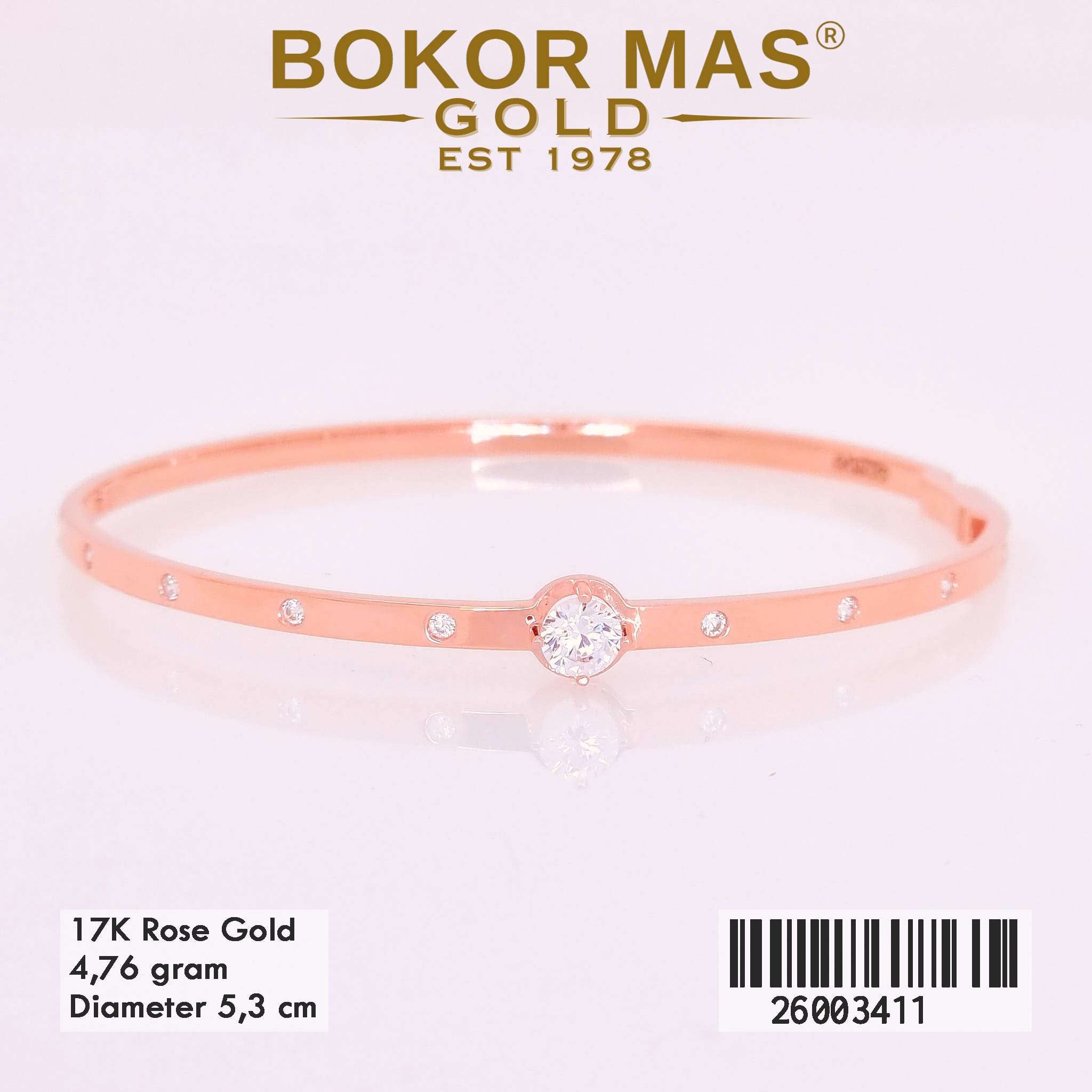 Foto Gelang Emas Asli Gelang Kaku Variasi 17K - Perhiasan Asli Bokormas Gold