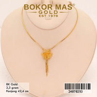 Kalung  Emas  Italy Santa Variasi Bunga Juntai - 24070293 - 8K