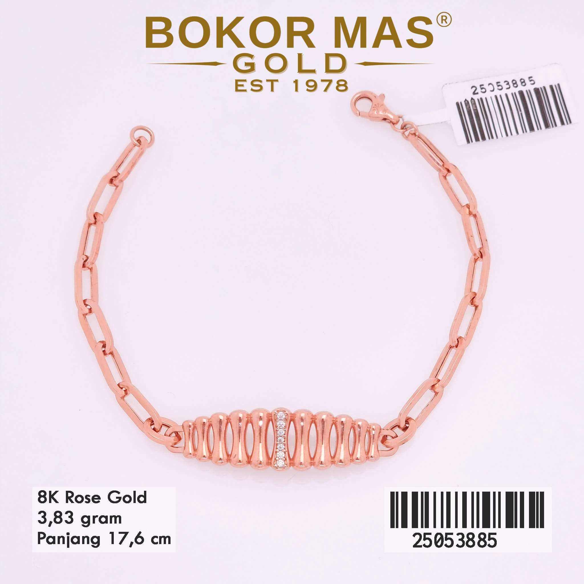 Gelang Emas Rantai Paperclip Variasi permata - 25053885 - 8K