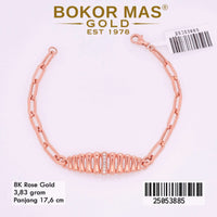 Gelang Emas Rantai Paperclip Variasi permata - 25053885 - 8K