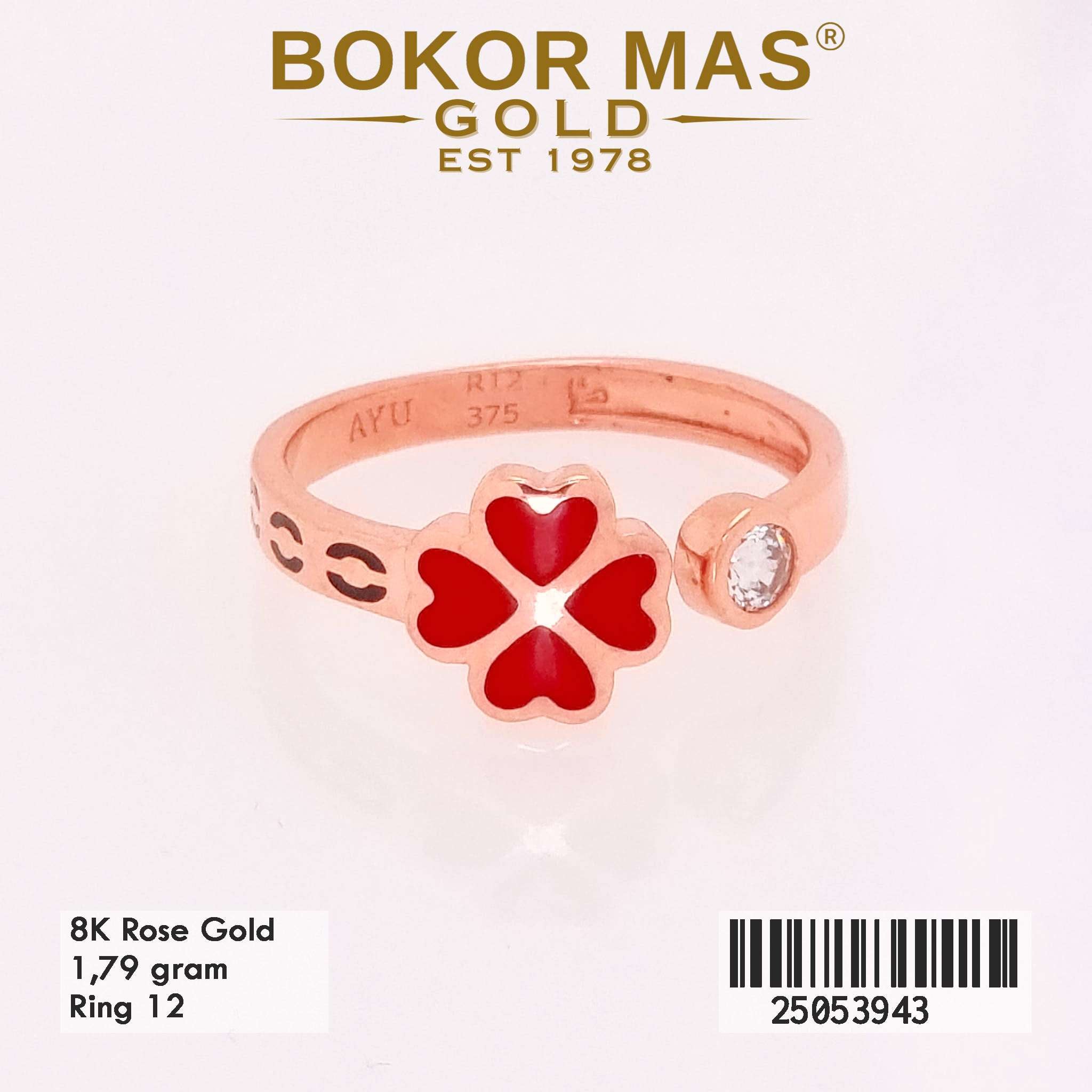 Cincin Emas Variasi Bunga Cat Merah - 25053943 - 8K