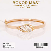 Gelang Emas Kaku Anak Variasi Permata Putih - 24039388 - 8K