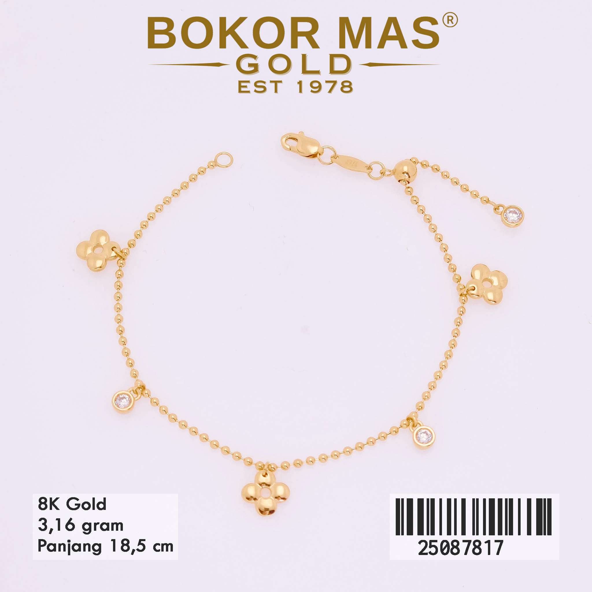  Gelang Rantai Serut Variasi Bunga - 25087817 - 8K