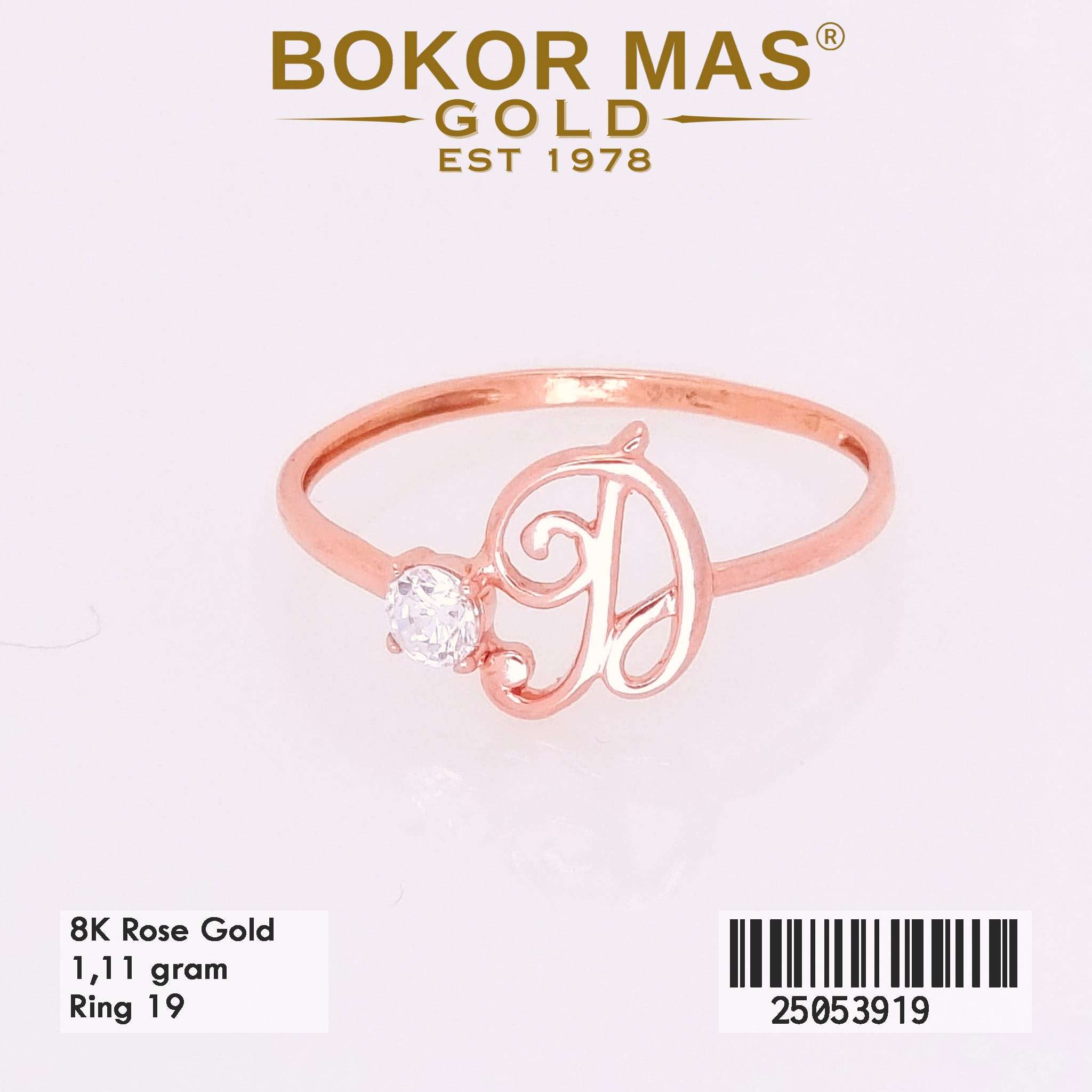 Cincin Emas Variasi Huruf D Permata - 25053919 - 8K